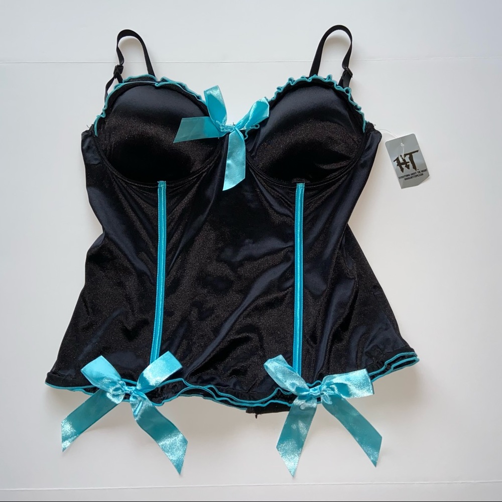 Hot Topic Bustier Corset Satin Ribbon Bows 34D - Picture 1 of 10